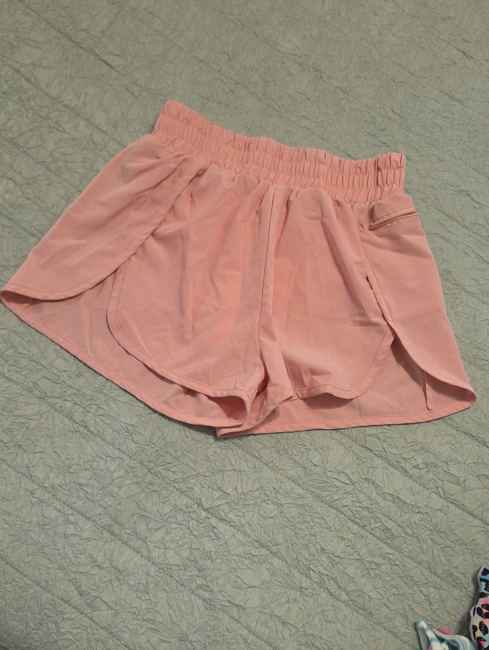 Women's Pink Athletic Layered Shorts with Elastic Waist